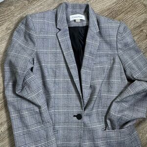 Calvin Klein Black and White Checkered Blazer